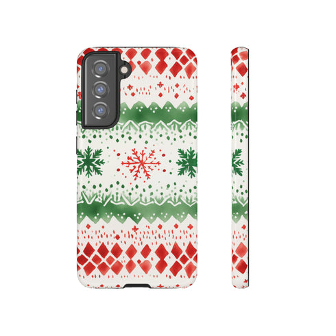 Watercolor Christmas Knitting - Impact Resistant Phone Case Samsung Galaxy S21 FE Glossy